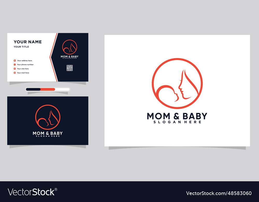 Mom and baby logo design with style creative Vector Image