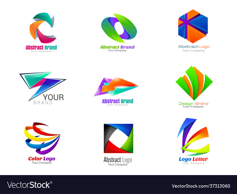 Set brand design elements colorful Royalty Free Vector Image