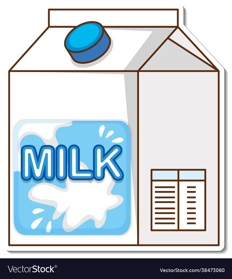 Sticker dairy milk box on white background Vector Image