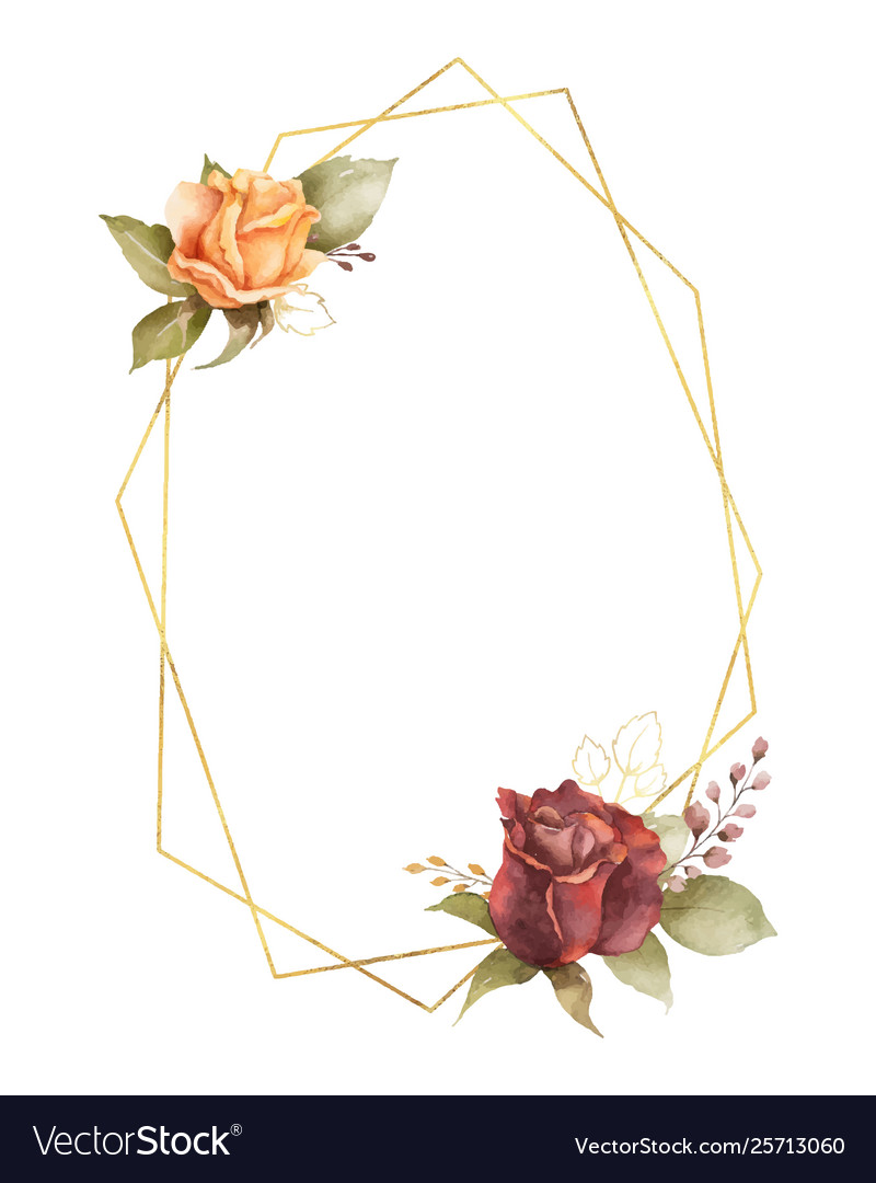 Watercolor autumn frame with roses leaves vector image Watercolor autumn frame with roses leaves