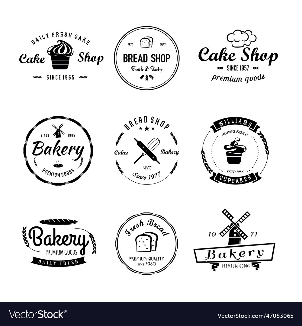 Bakery cakes vintage logo Royalty Free Vector Image