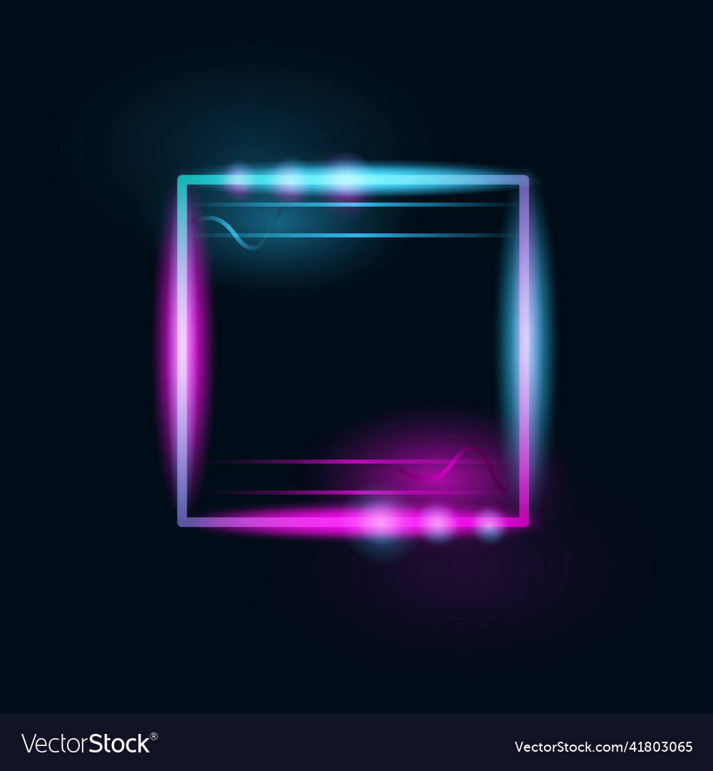 Neon light square frame design background Vector Image