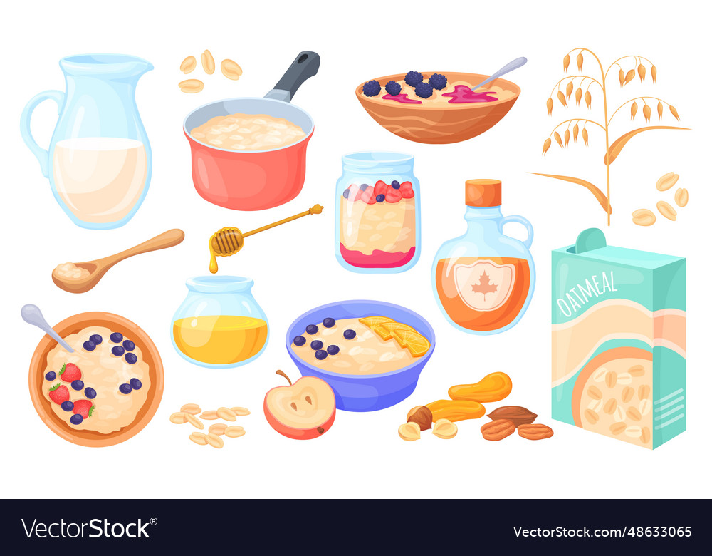 Oatmeal ingredients oat porridge box crunchy