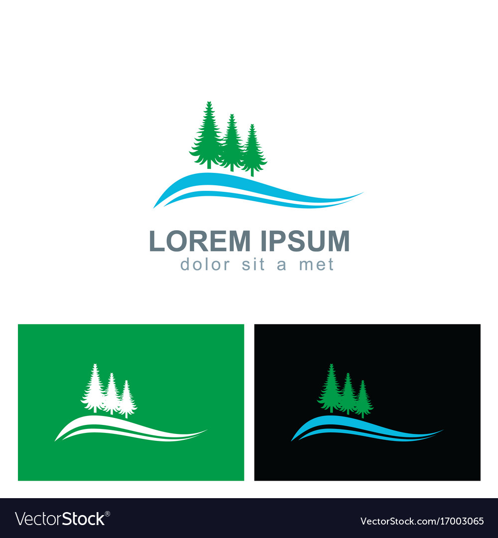 Pine tree landscape logo Royalty Free Vector Image