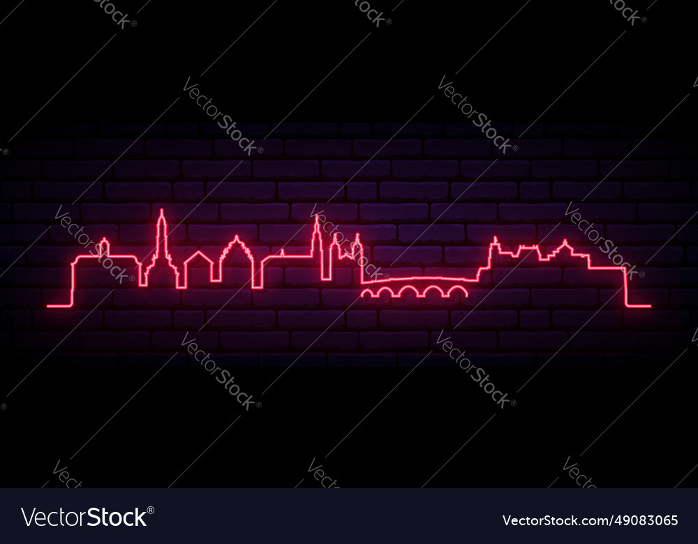 Red neon skyline of heidelberg bright Royalty Free Vector