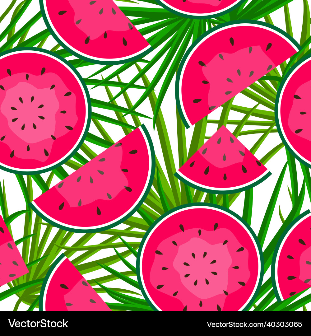 Seamless pattern background with watermelon Vector Image