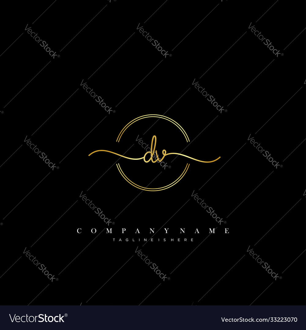 Dv initial handwriting minimalist geometric logo Vector Image