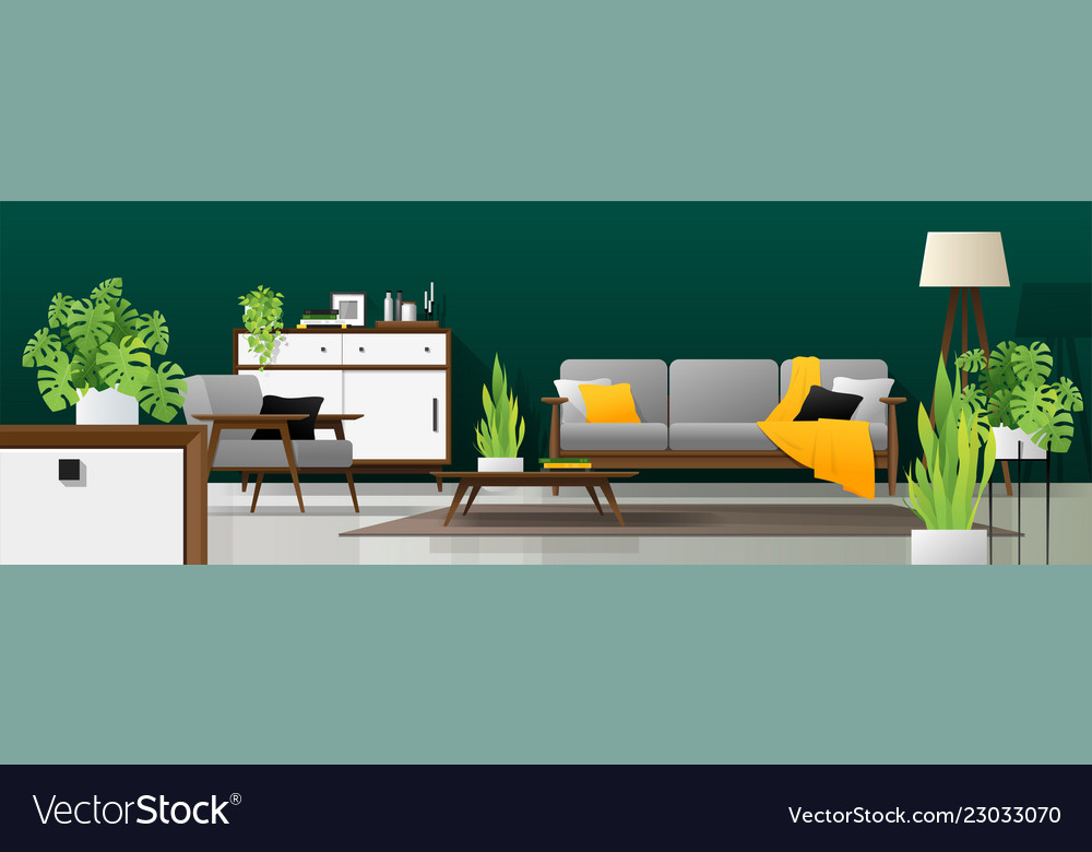 Interior background of modern living room Vector Image