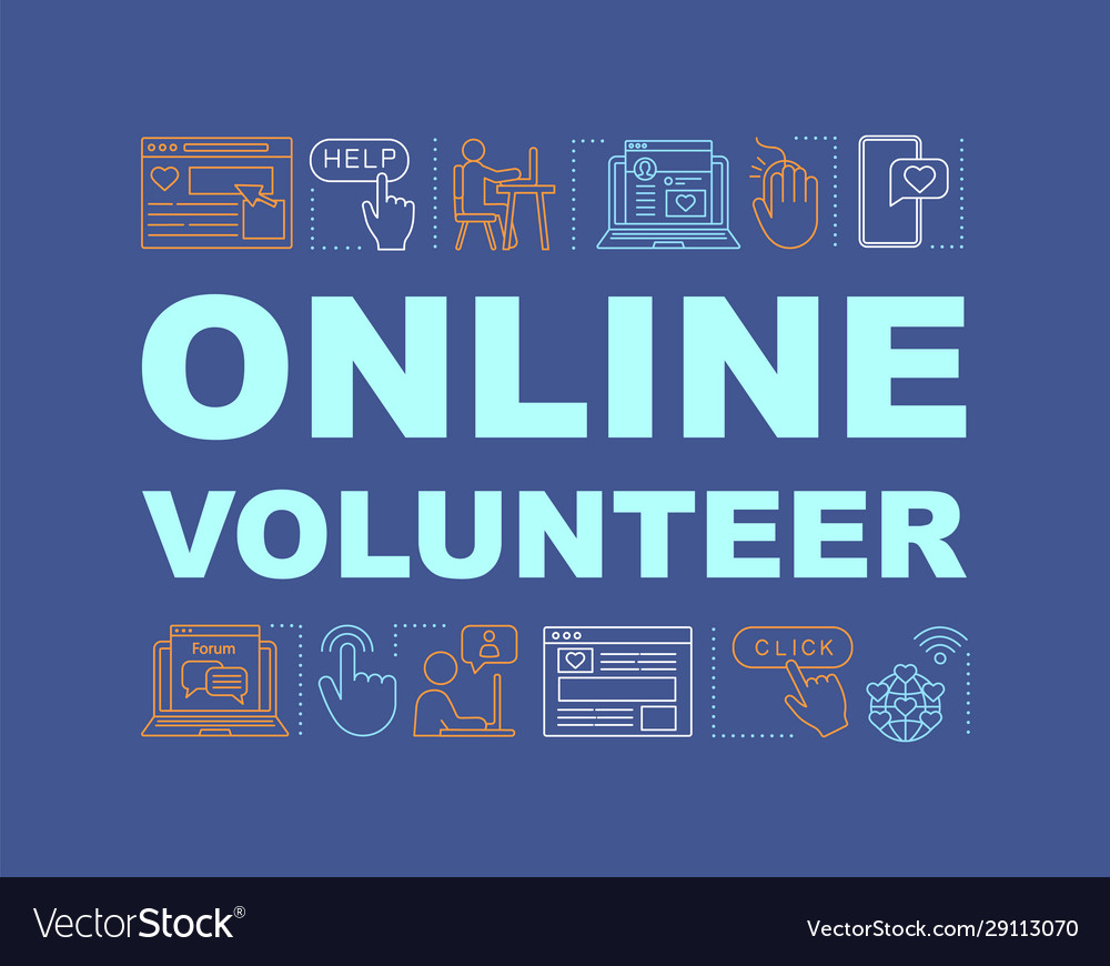 Online volunteer word concepts banner Royalty Free Vector