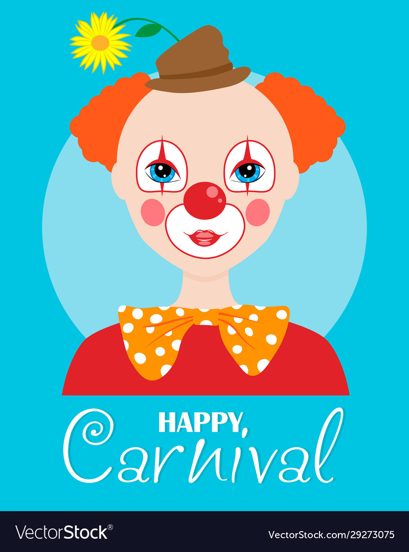 Clown carnival poster Royalty Free Vector Image