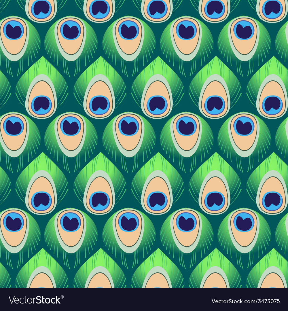 Decorative peacock feathers seamless pattern