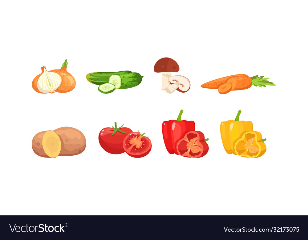 Premium vegetables semi flat rgb color set