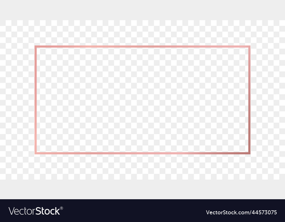 Rose gold glowing rectangular shape frame Vector Image