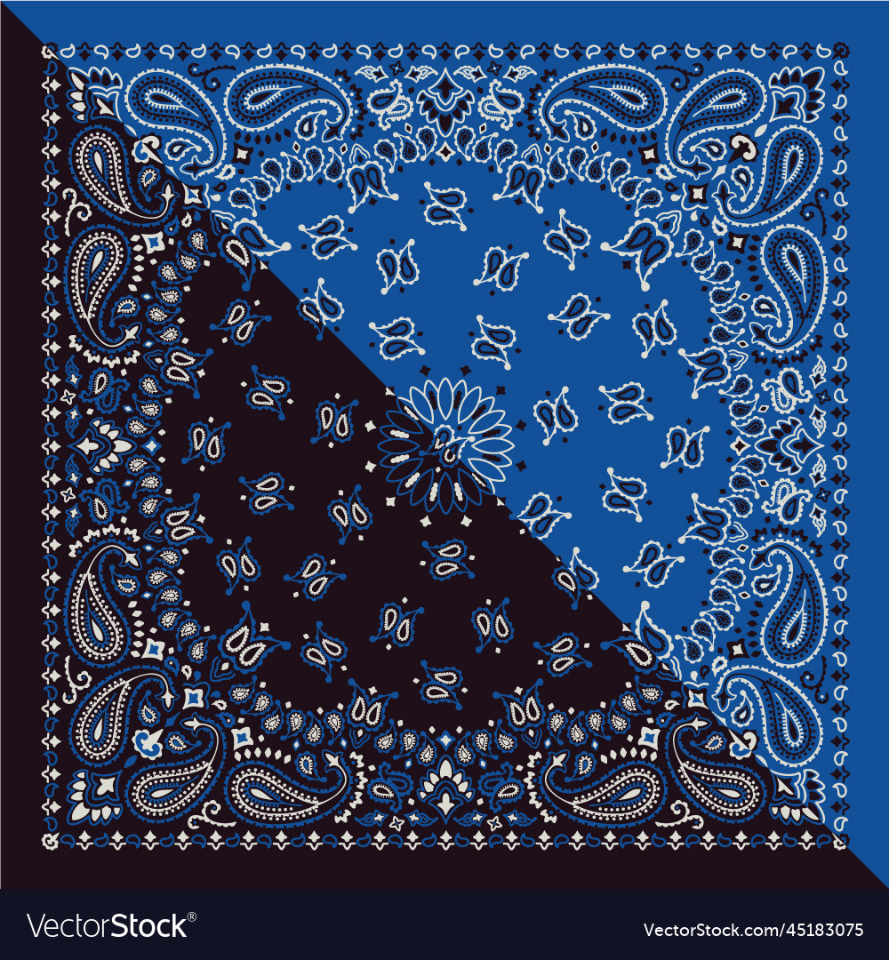 Split paisley print bandana fabric kerchief vector image Split paisley print bandana fabric kerchief
