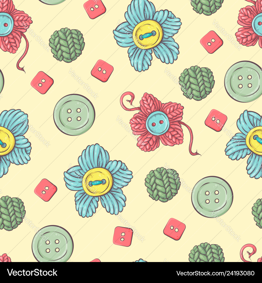 Cute seamless pattern balls yarn buttons Vector Image