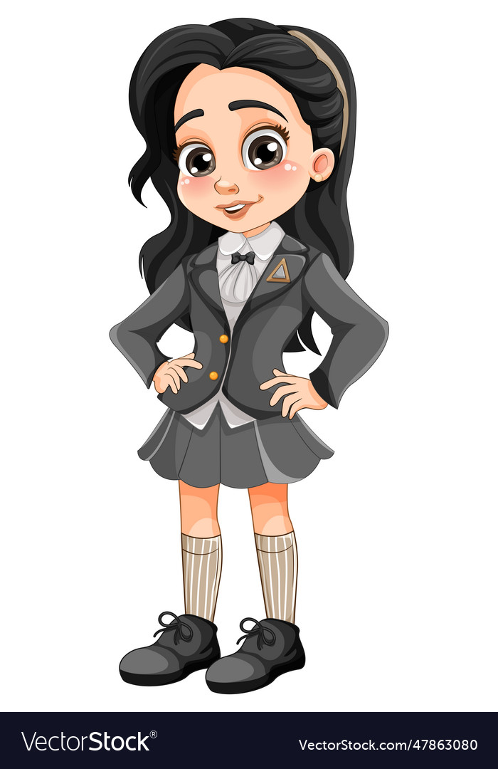 Girl in student uniform cartoon