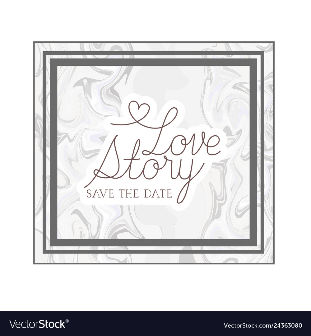 Love story label with marble texture