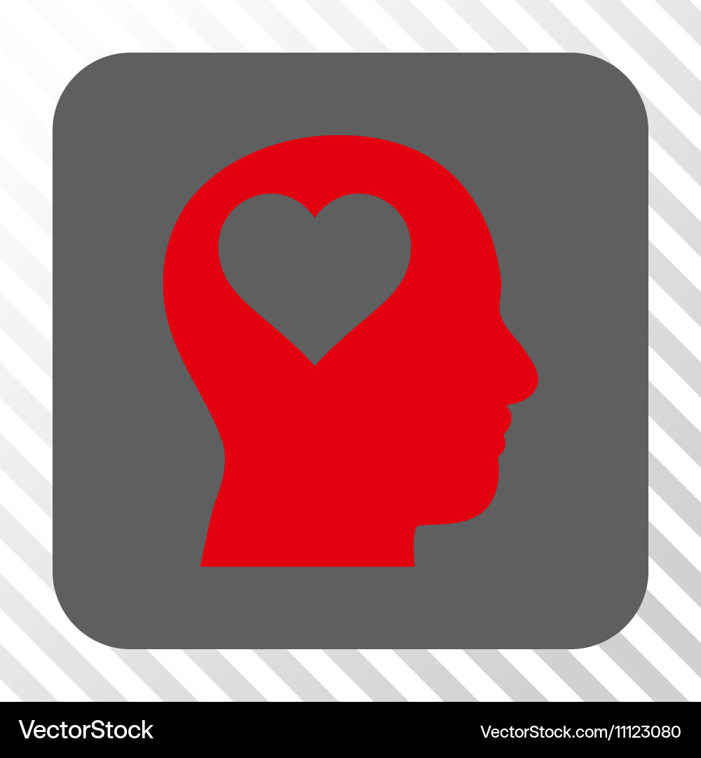 Lover head rounded square button Royalty Free Vector Image