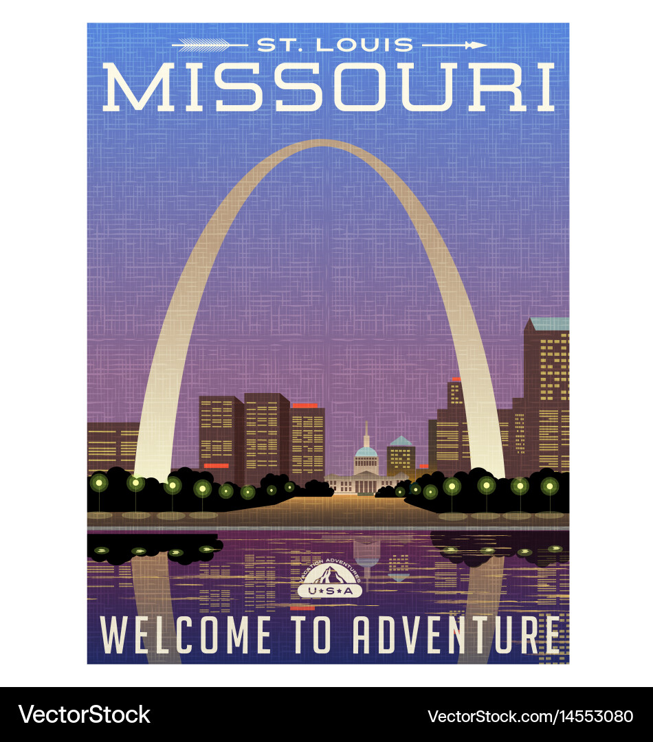 Missouri travel poster Royalty Free Vector Image
