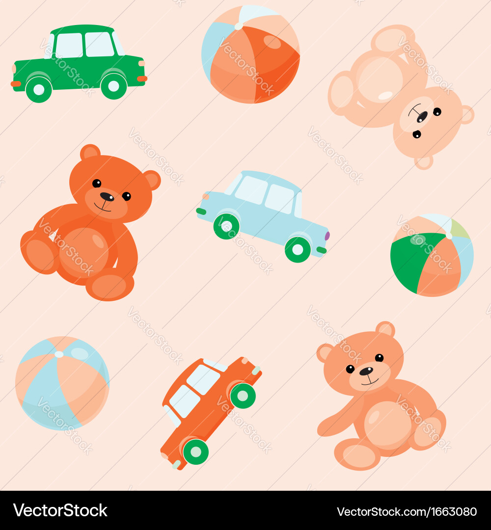 Seamless pattern with toys Royalty Free Vector Image