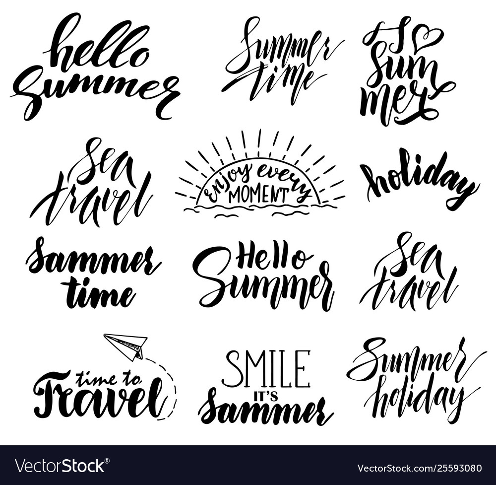 Summer hand drawn brush letterings badge Vector Image