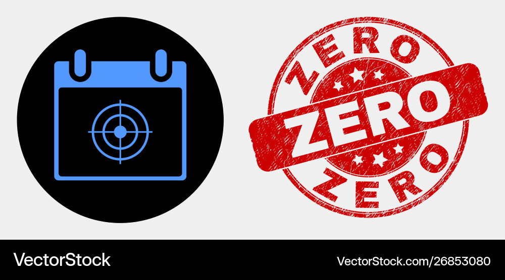 Target Calendar Page Icon And Distress Zero Vector Image