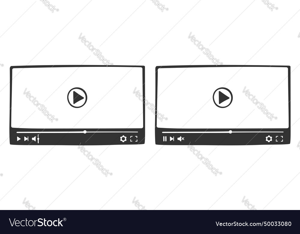 Video player interfaces in doodle style hand Vector Image