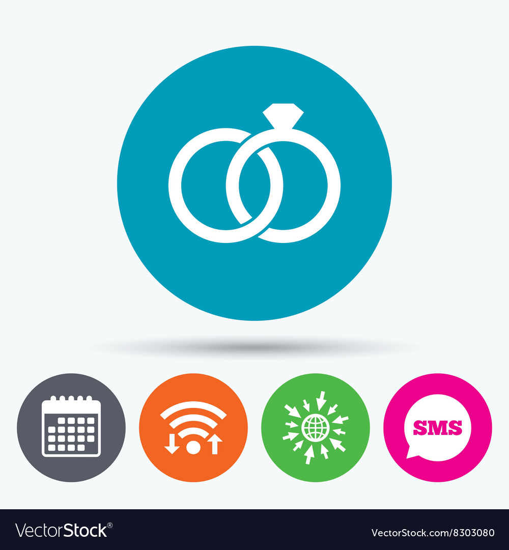 Wedding rings sign icon engagement symbol Vector Image