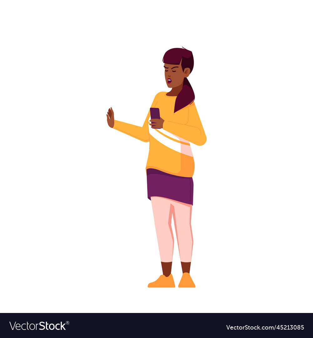 African female character showing refusal or stop Vector Image