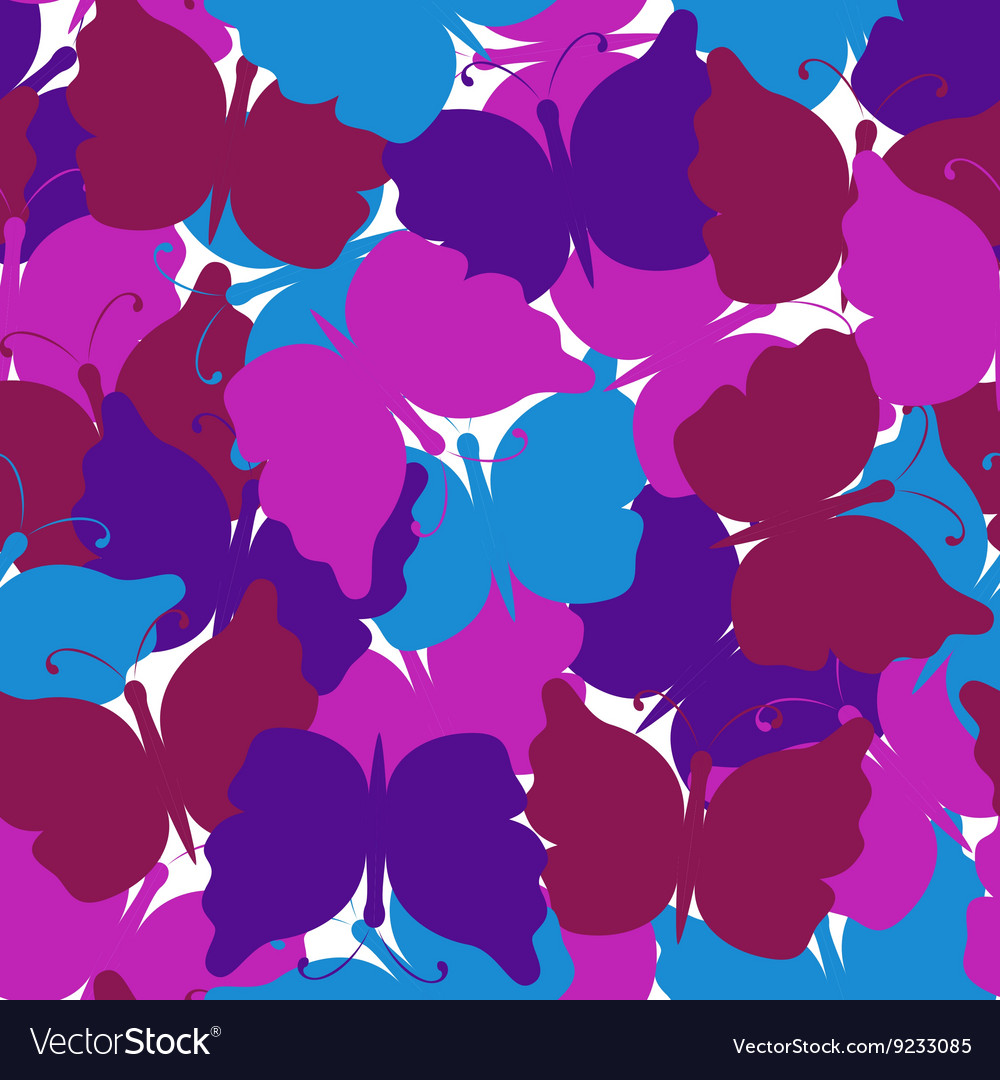 Butterfly colored seamless pattern