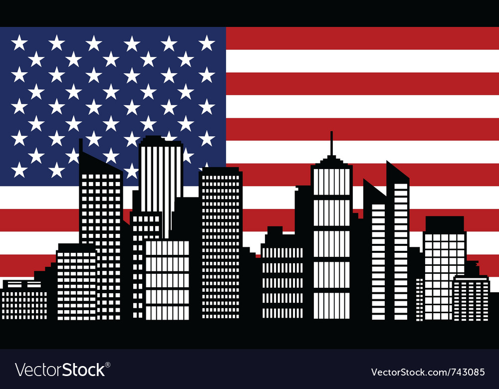 Stadt und Flagge von usa