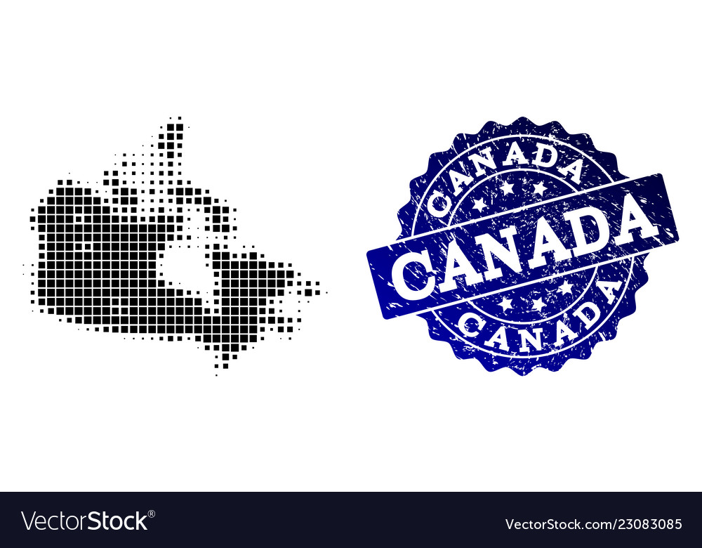 Composition Of Halftone Dotted Map Canada Vector Image