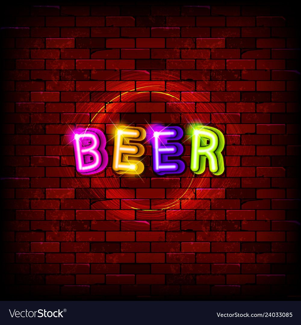 Glowing Neon Beer Pub Signboard Royalty Free Vector Image