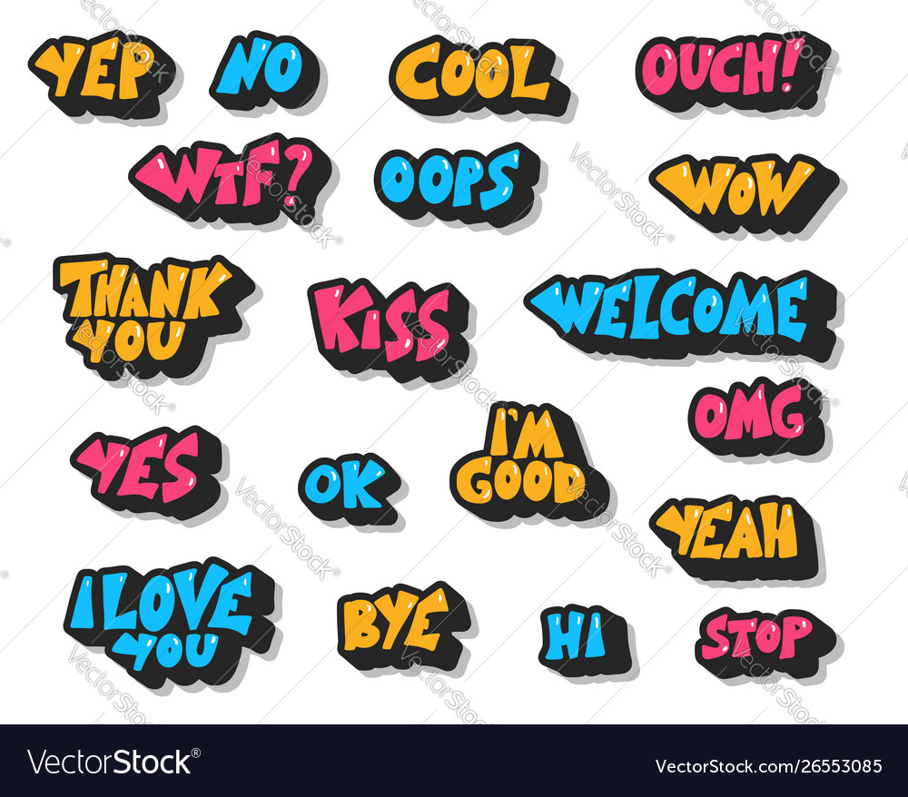 Set short phrases Royalty Free Vector Image - VectorStock