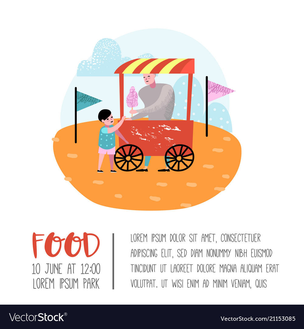 Summer Fun Fair Poster Banner Amusement Park Vector Image
