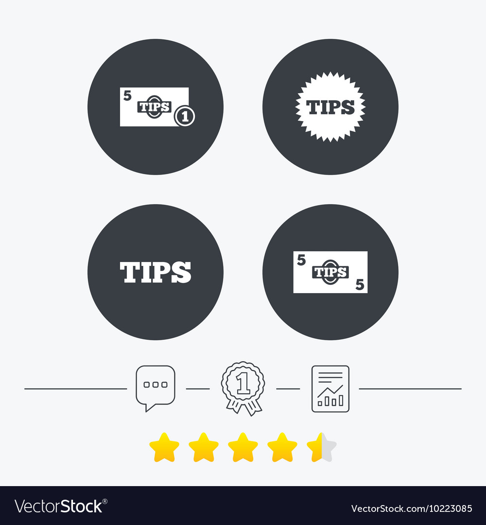 Tips icons cash with coin money symbol