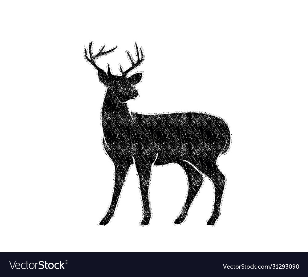 Deer silhouette with grunge texture logo