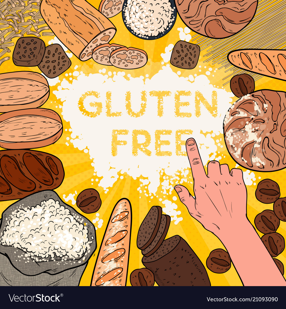 Gluten free background with flour breads pastries Vector Image