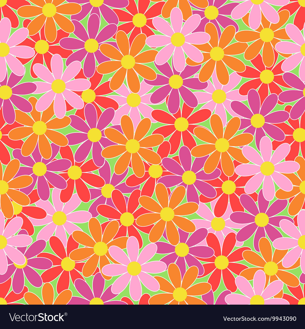 Summer colorful flowers seamless pattern