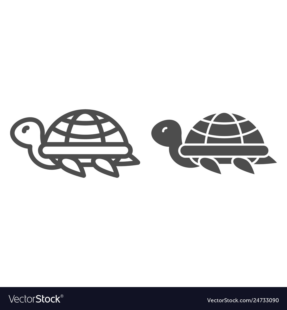 Turtle line and glyph icon animal