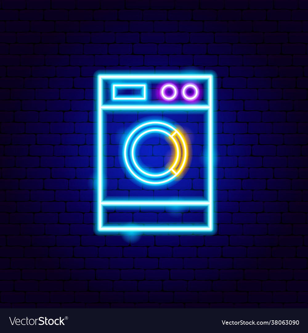 Washing machine neon sign vector image Washing machine neon sign