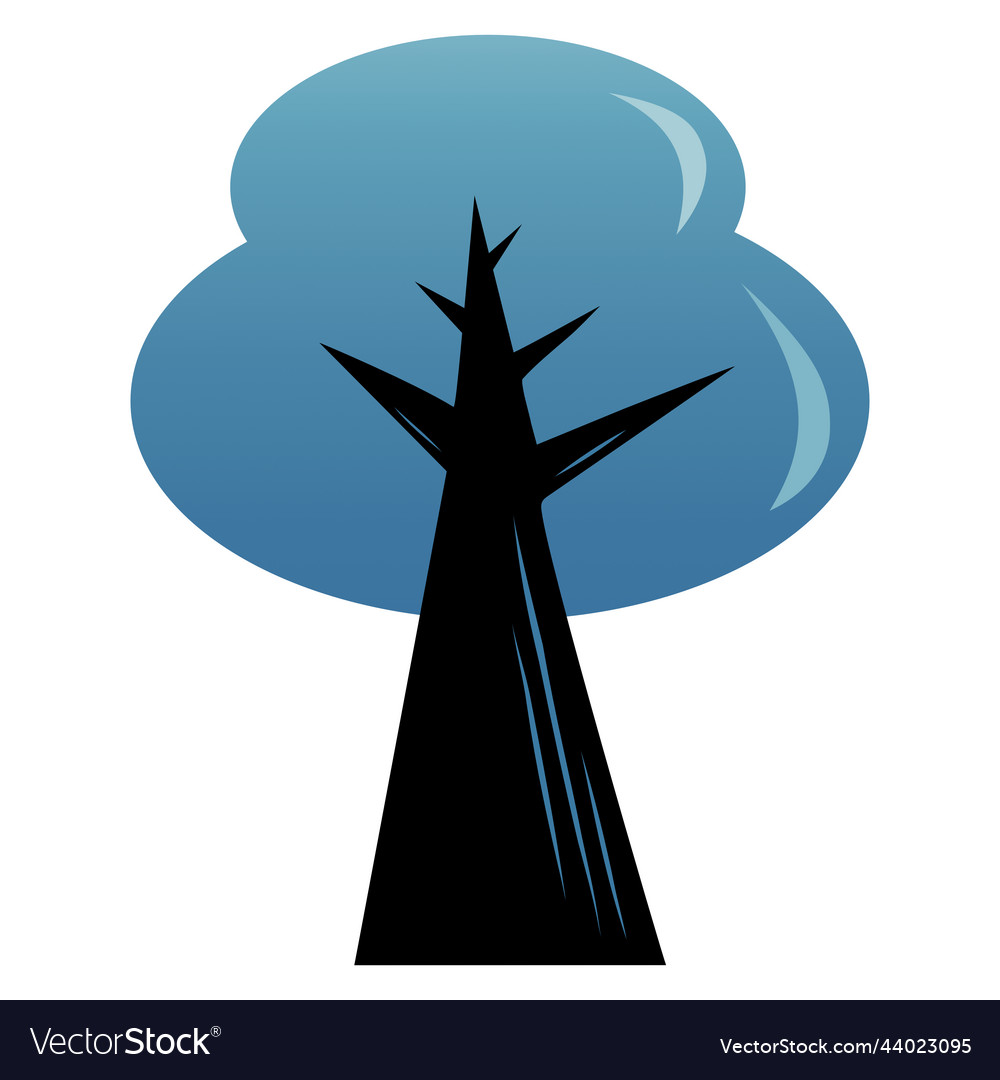 Beautiful blue tree flat design art icon