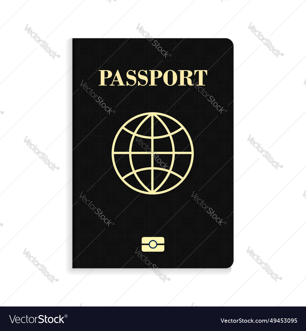 International biometric black passport isolated Vector Image