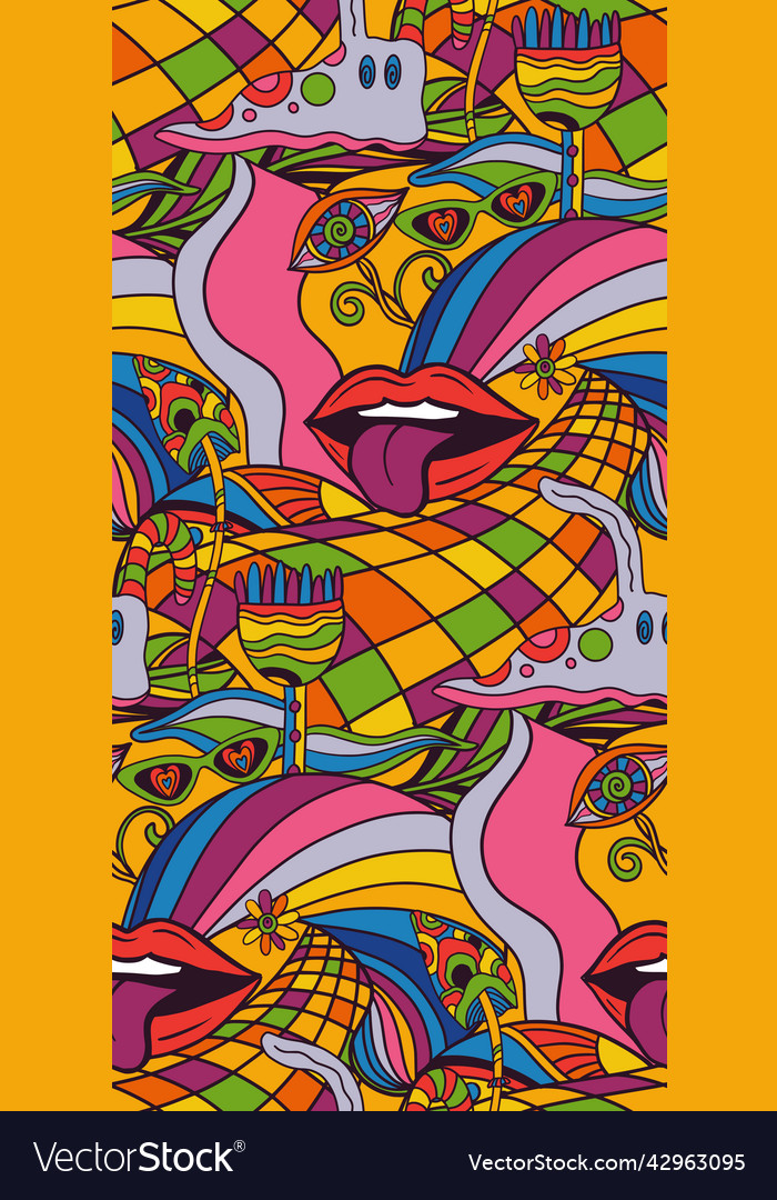 Retro colorful psychedelic seamless pattern vector image Retro colorful psychedelic seamless pattern