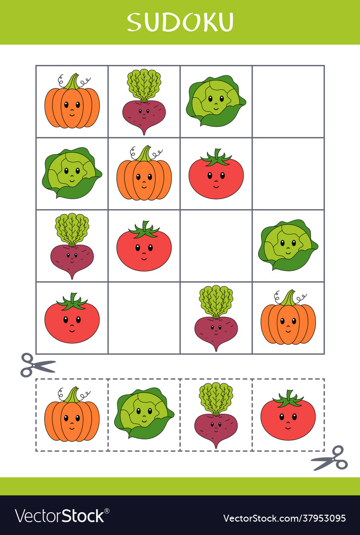 Sudoku for kids Royalty Free Vector Image - VectorStock