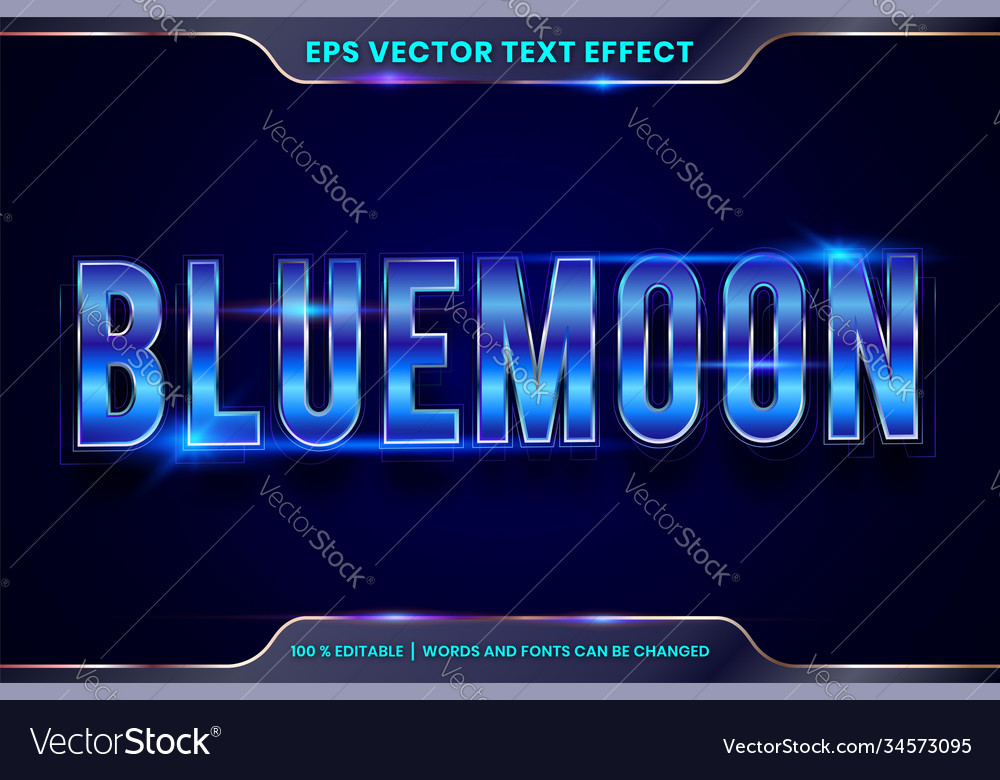 Text effect in 3d blue moon words font styles