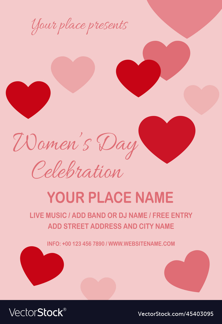 Womens day party celebration poster flyer design Vector Image