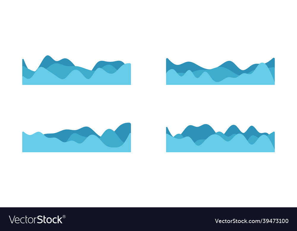 Blue wave icons set on white background water