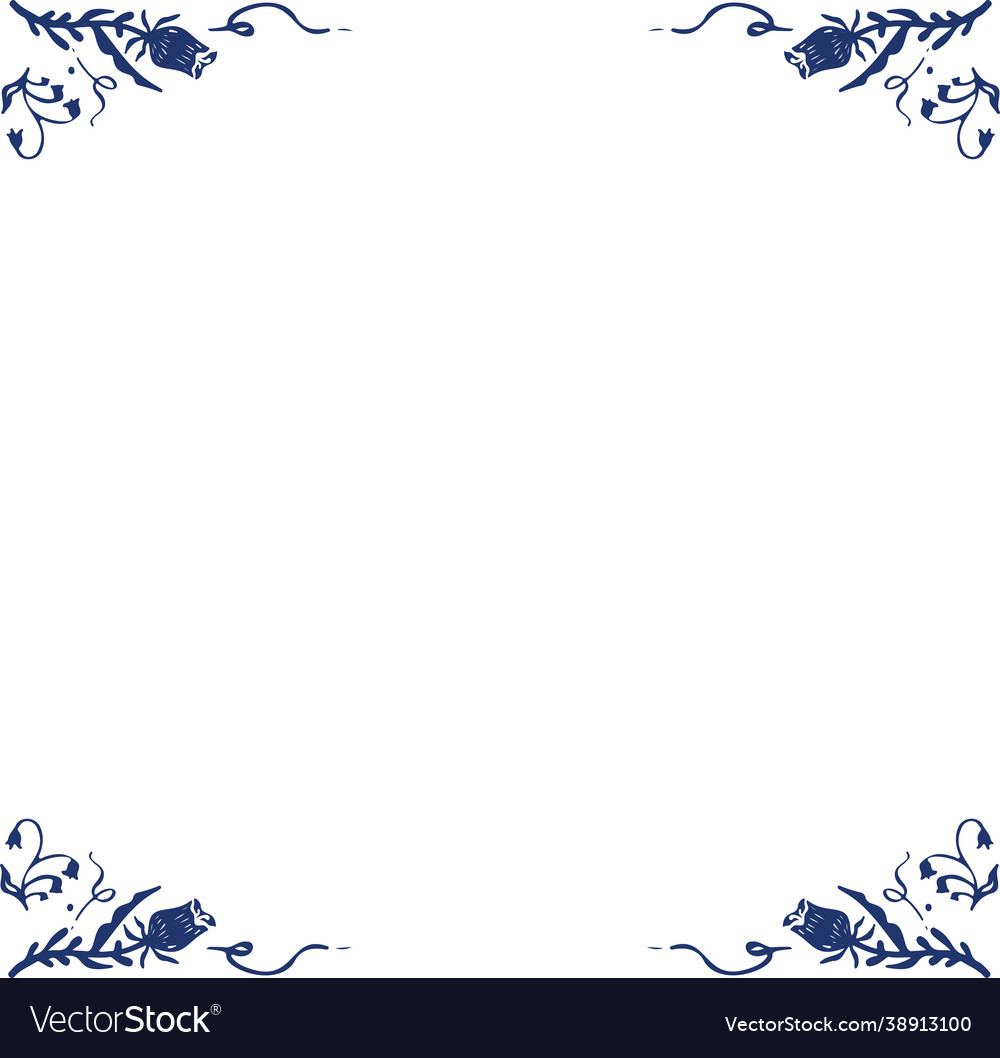 Ethnic flowers plant dark blue Royalty Free Vector Image