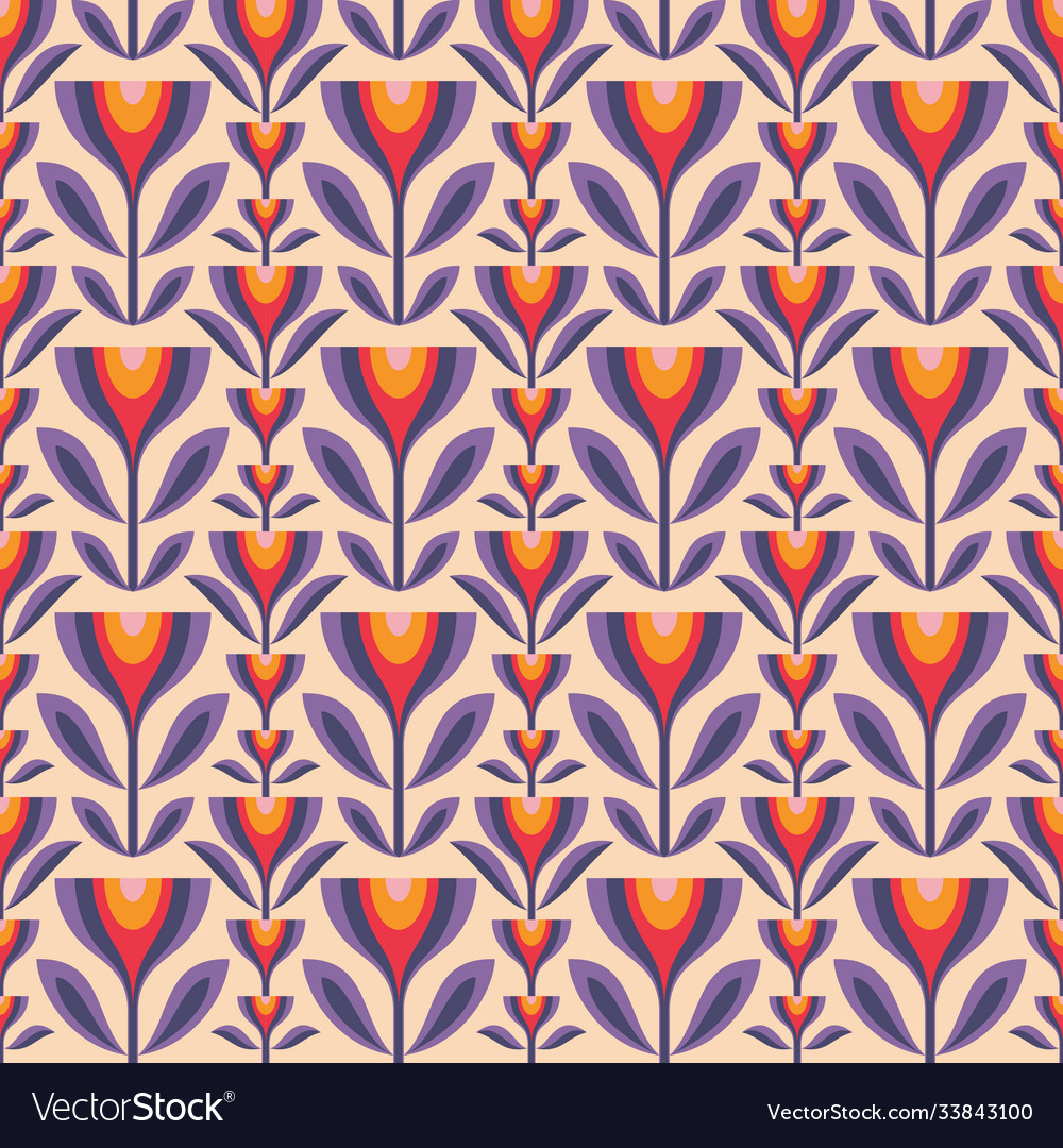 Flowers and leaves mid-century modern art vector image Flowers and leaves mid-century modern art